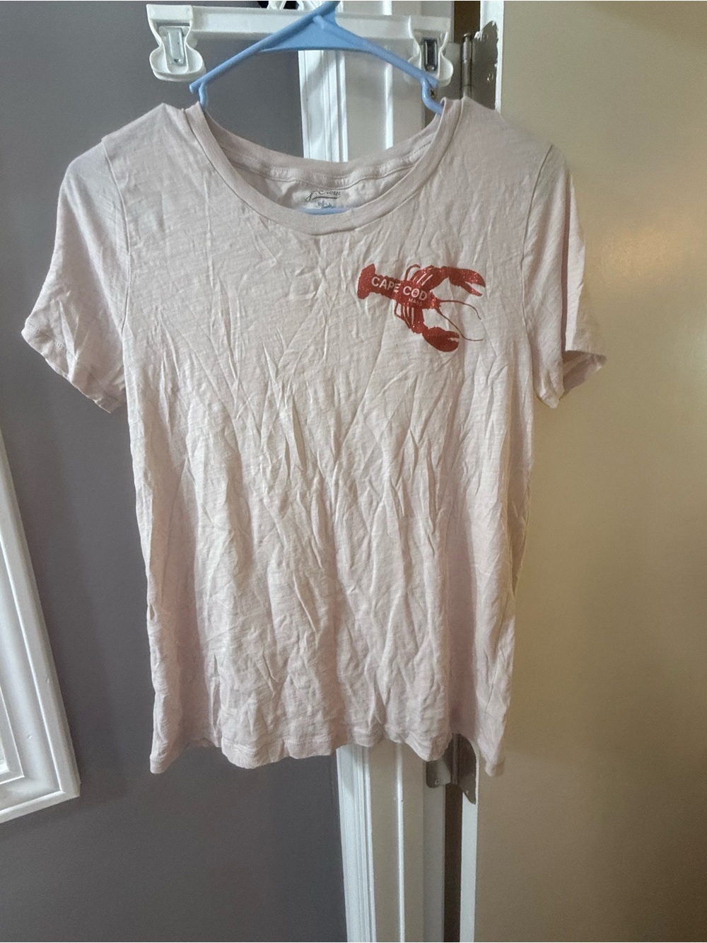 J. Crew Pink Short-Sleeve Tee with Red Lobster Graphic